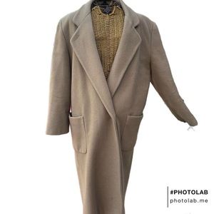 Miss Bobbie Wool Coat Full Length Beige Size Large Vintage